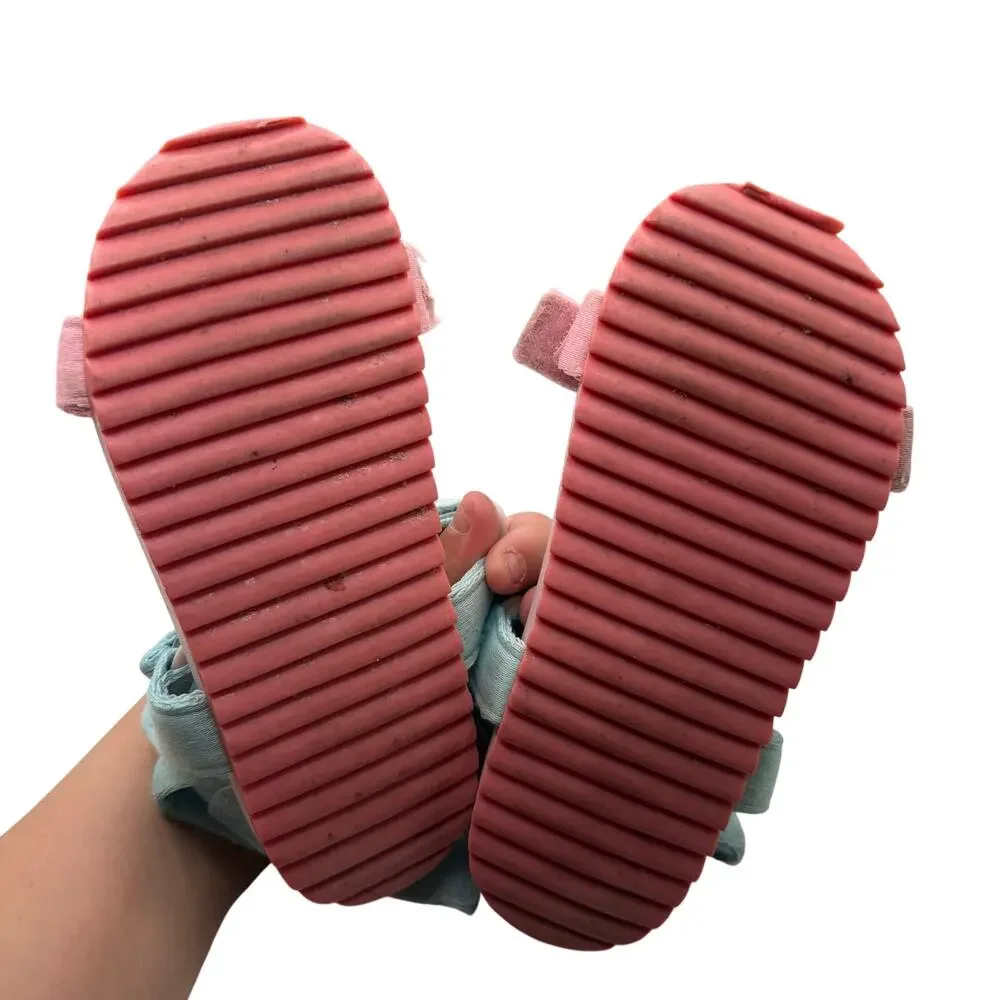Girls Pastel Colorblock Hook Loop Sport Sandals Pink Blue Purple Kidcore